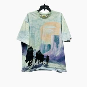 A Bathing Ape Forbidden Zone Tee Mens XL Green All Over Print BAPE T-Shirt Rare‎